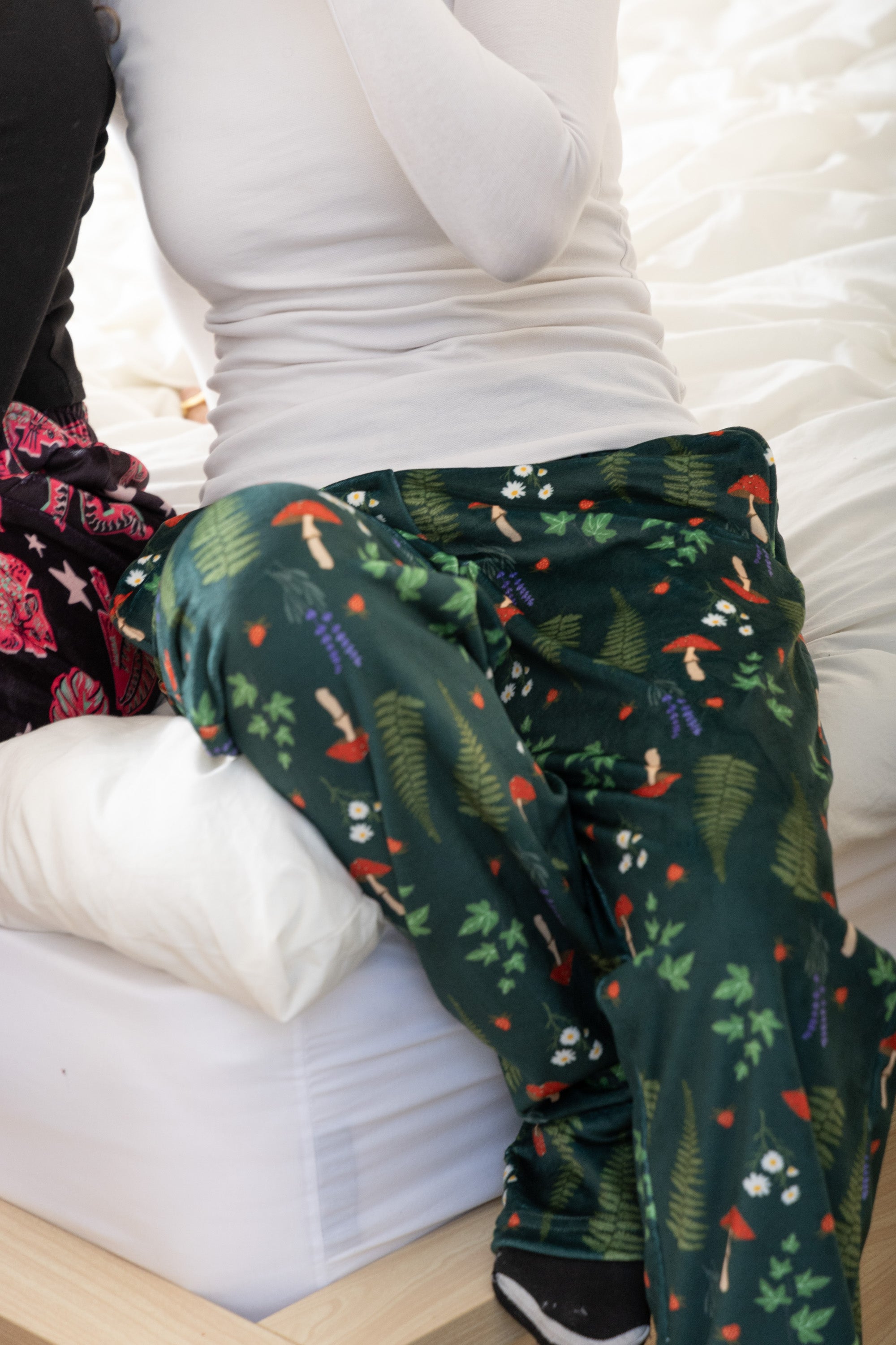 Image of Green Velvet-Touch Pajama Pants